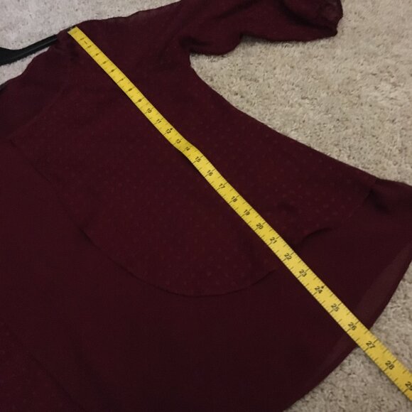 Merlot Multilayered Swiss Dot Blouse - Picture 15 of 16